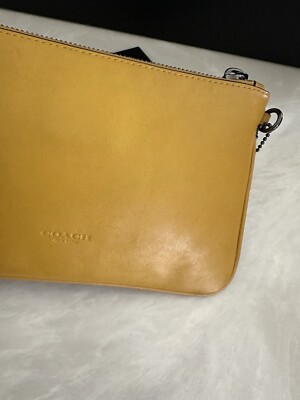 COACH WOOLLY MAMMOTH ALL LEATHER YELLOW/GREEN WRISTLET 55716 | eBay