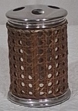 Bath Collection - Wicker Stainless-Steel toothbrush holder.