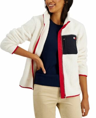 Tommy Hilfiger Women's Size L Essential Sherpa Zip Jacket
