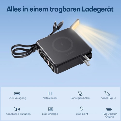 22.5W Magnetische Wireless Powerbank EU Stecker 20000mAh für iPhone 15/14/13/12 - Photo 20/20