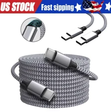 60W USB-C to USB-C Cable Fast Charger lot PD Nylon Cord For iPhone 16 Samsung