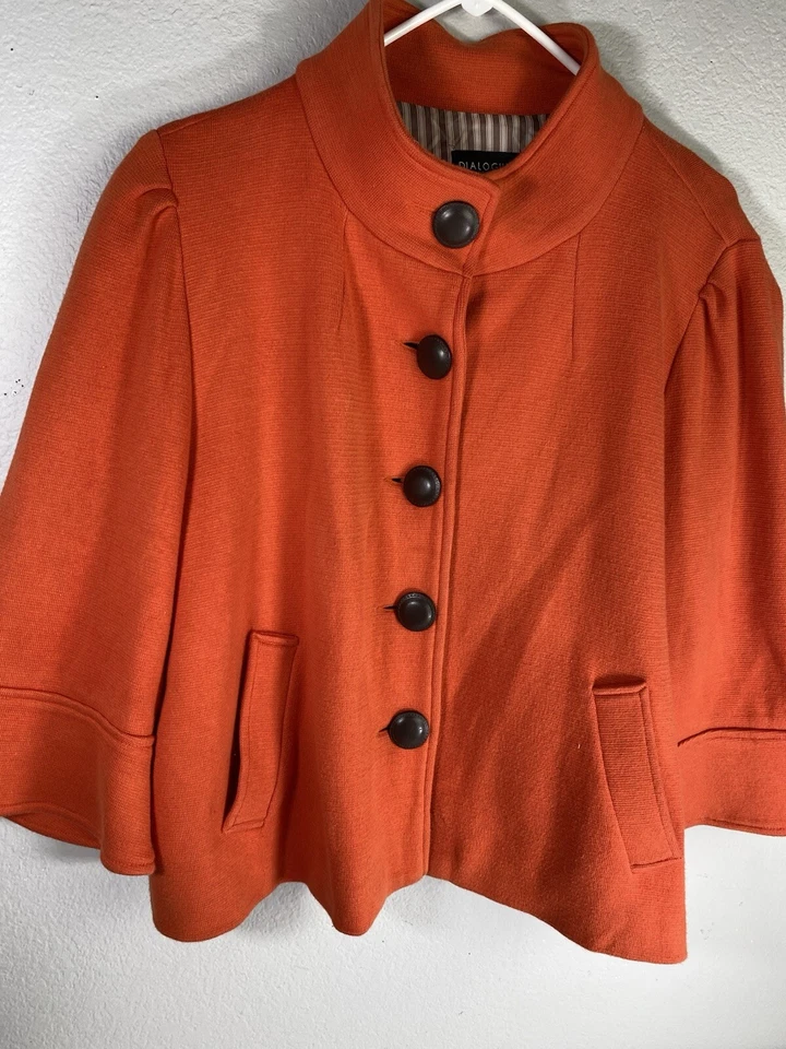 Abrigo chaqueta naranja Dialogue para mujer talla XL suéter tejido Foto 3 de 4