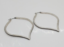 Rhinestone Pierced Earrings Silver Tone Metal Dangle Vintage Lightweight 2"