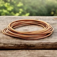 12 Copper Plate Guitar String Stretch Bracelets 1.7mm Stainless Steel Stack