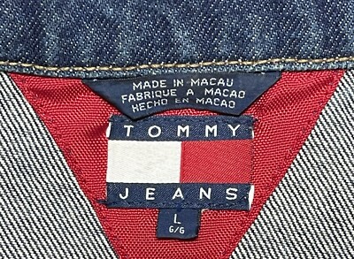 VINTAGE TOMMY HILFIGER DENIM JEAN JACKET BLUE SZ LARGE FITS