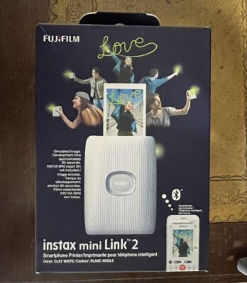 Fujifilm Instax Mini Link 2 Smartphone Printer, Clay White New