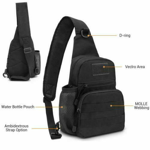 Men's Nylon Shoulder Bag Chest Pack Military Tactical Sling Waterproof Backpack - Picture 7 of 15