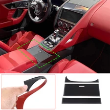 PVC Glossy Black Center Storage Panel Trim Cover For Jaguar F-TYPE 2013+