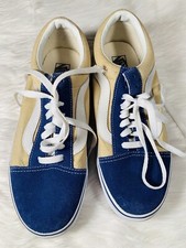 Vans Old Skool Tan Canvas and Navy Suede size Men's 7.5, Womens 9