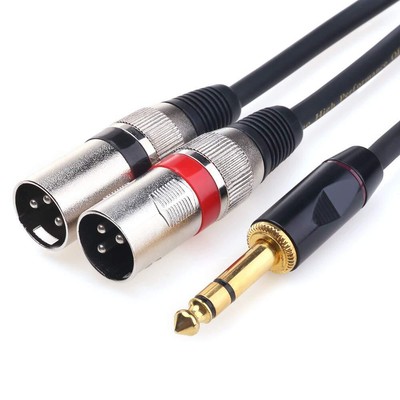 1/4 TRS to Dual XLR Male Y-Splitter Stereo Breakout Cable 1/4 inch(6.35mm) to...