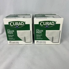 Curad Small Gauze Pads 2 PACK (50 Total) Wicks And Absorbs With Extra Layer 2X2"