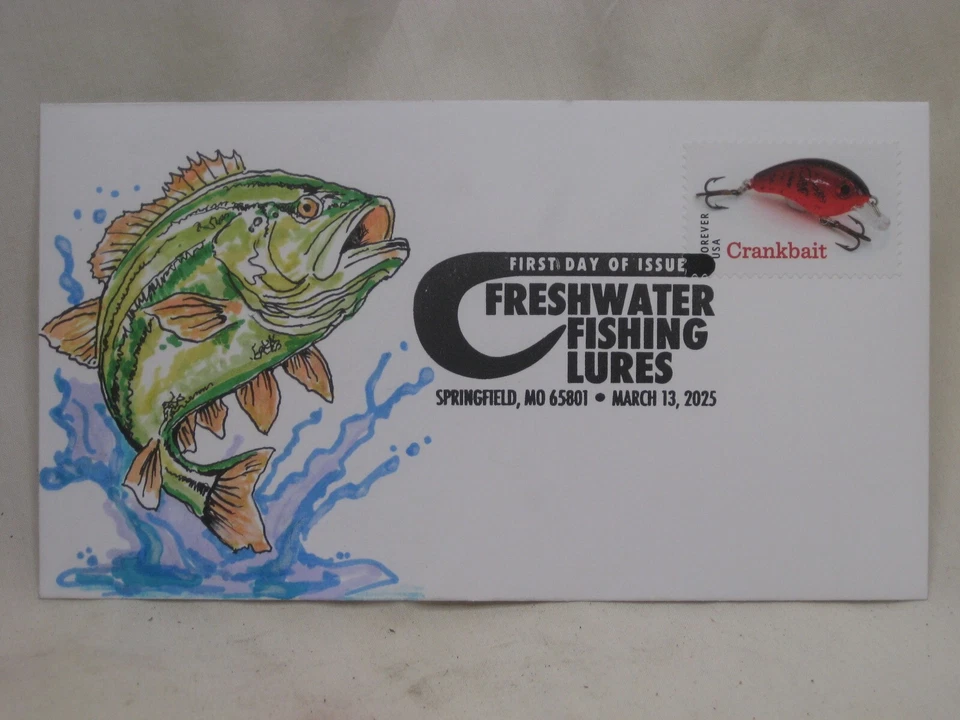 SEÑUELOS DE PESCA DE AGUA DULCE USPS Primer Día Cubierta FDC 2025 Original 1 de 1 Foto 2 de 4