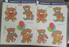 Vintage 1986 Decorcal Hand Painted Teddy Bear Decal