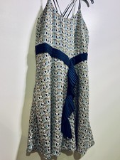 Liberty of London Target Print Floral Dress Womens 12 Criss Cross Back Tie Waist