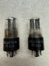 Early 1940's SYLVANIA VT-229 6SL7GT Tube D Getter Pair Test NOS