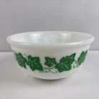 Vintage 1950s Hazel Atlas Green Ivy  8 Inch Mixing Bowl Milk Glass