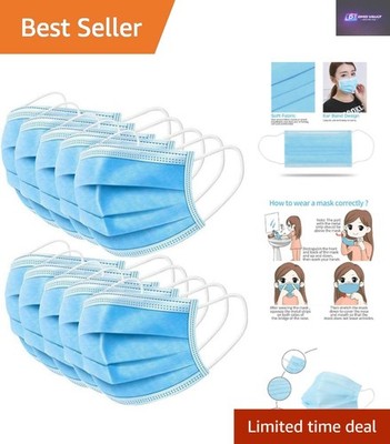 Großpackung mit 50 hochwertigen 3-lagigen blauen Gesichtsmasken - atmungsaktiv und schützend