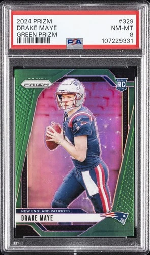 2024 PANINI PRIZM GREEN PRIZM #329 DRAKE MAYE ROOKIE RC PSA 8