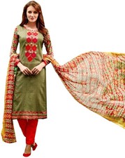 Unstitched Material 3pc Salwar Kameez Dupatta Embroidered cotton Suit India 4