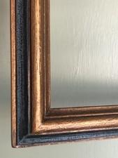 Vintage Wood Picture Frame Gold Gilt Dark Blue Holds A 8x10  Photo Or Art Work