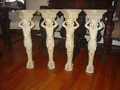 RJ HORNER Antique Architectural Salvage Caryatid Carved Wood Parts Maiden Set 4