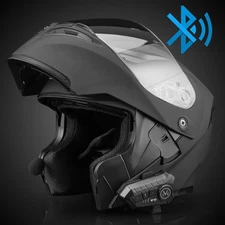 DOT Motorcycle Full Helmet Flip Up Modular Dual Visor Bluetooth Headset Intercom
