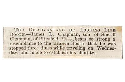 1865 Lincoln Assassin John Wilkes Booth Look Alike Civil War Article Clipping