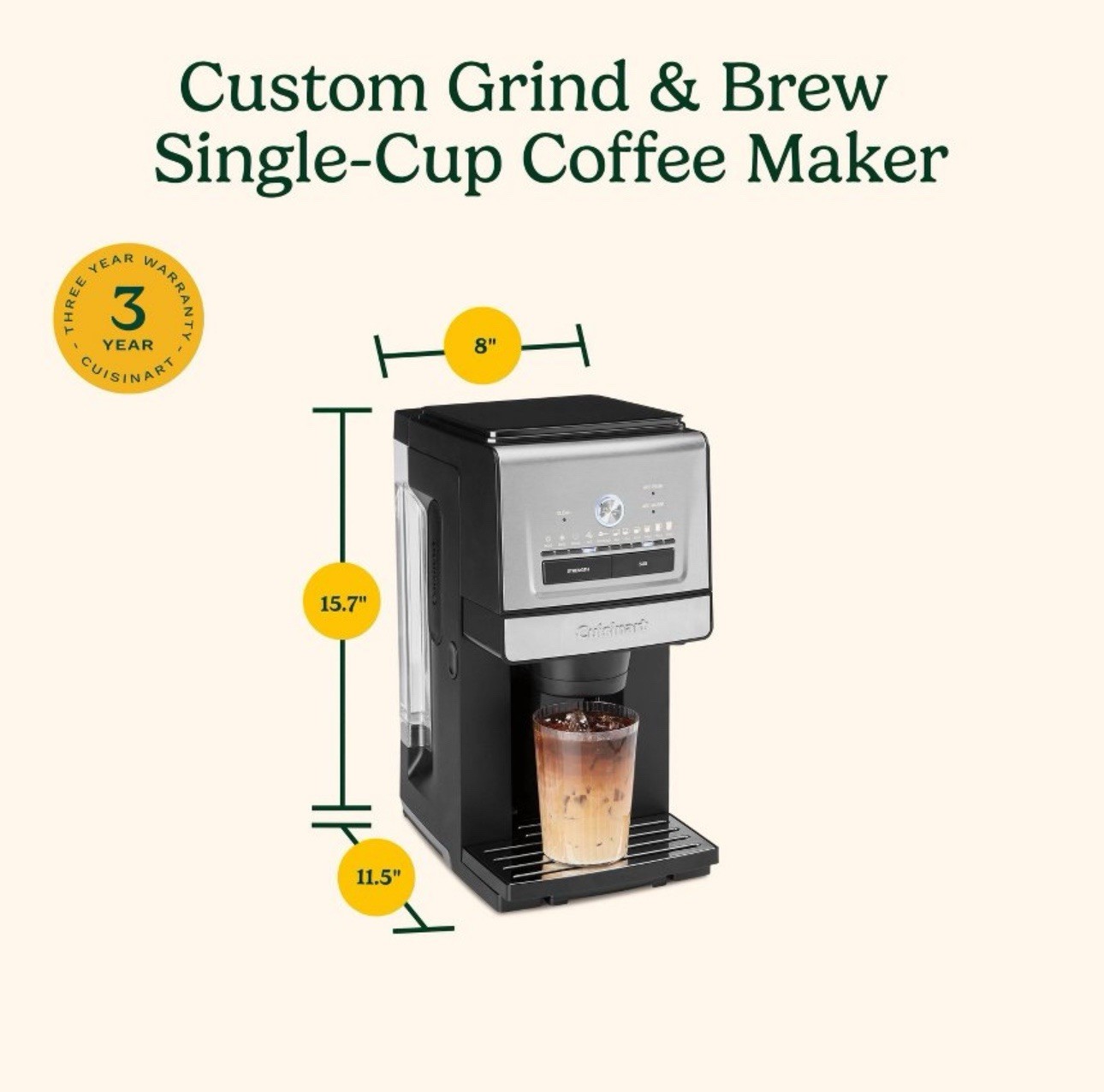 🔥NEW🔥 Cuisinart Custom Grind & Brew Single-Cup Coffee Maker DGB-30