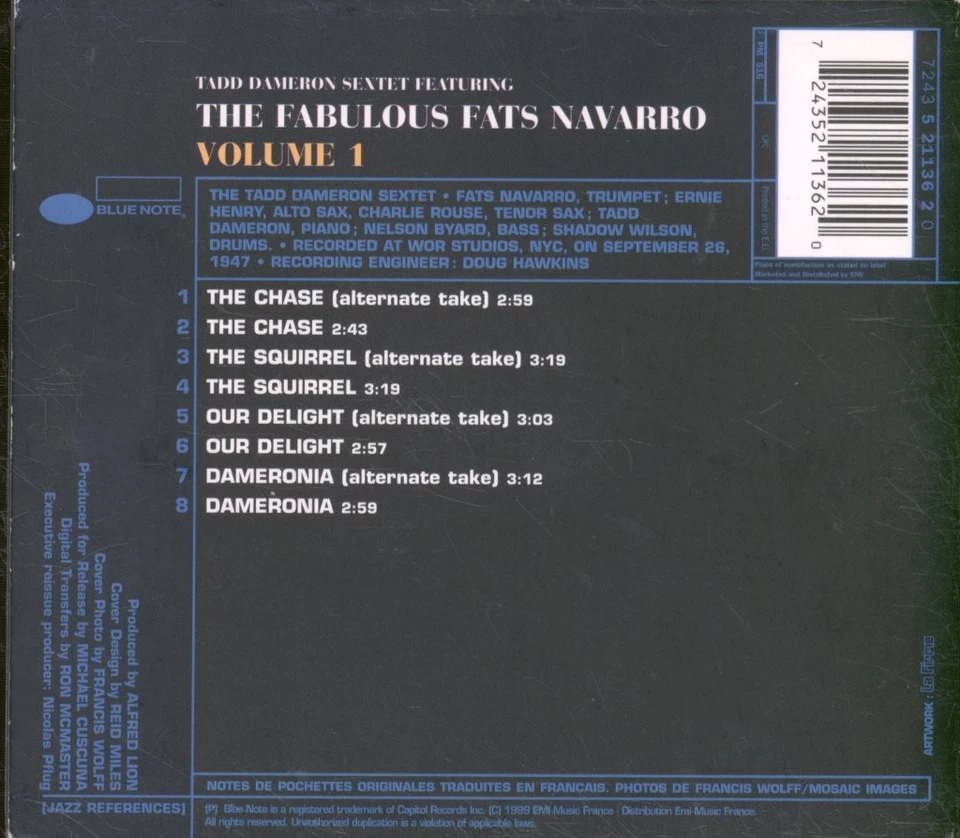 Fats Navarro Fabulous Fats Navarro Volume 1 CD France Blue Note 1999 in digipak - Bild 2 von 3