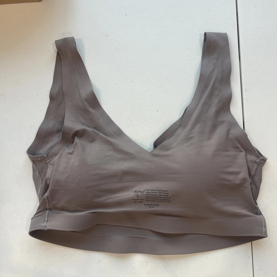 Sujetador Bralette Soma Enbliss L Nude Taupe Sin Costuras Acolchado Comodidad Inalámbrico Foto 3 de 4