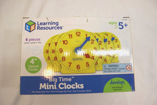 NEW LEARING RESOURCE 6 PIECE 4" BIG TIME MINI LEARNING CLOCKS