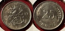Finland 1937 25 Pennia KM-25 Copper-nickel XF+ #96 - US Seller