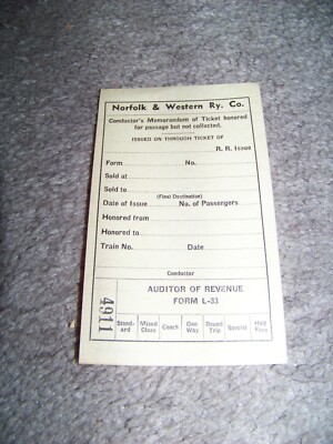 Auditor of Revenue Formular L-33 Norfolk & Western Railway Company