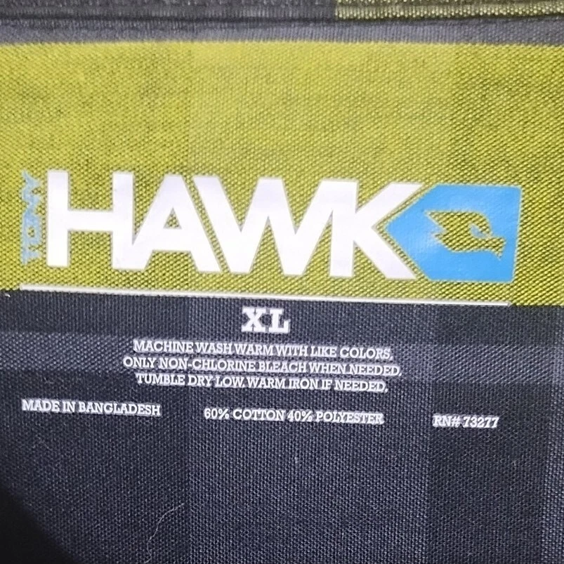 Мальчики Hawk длинным рукавом на пуговицах клетку хлопковая смесь рубашка YXL - Изображение 3 из 4