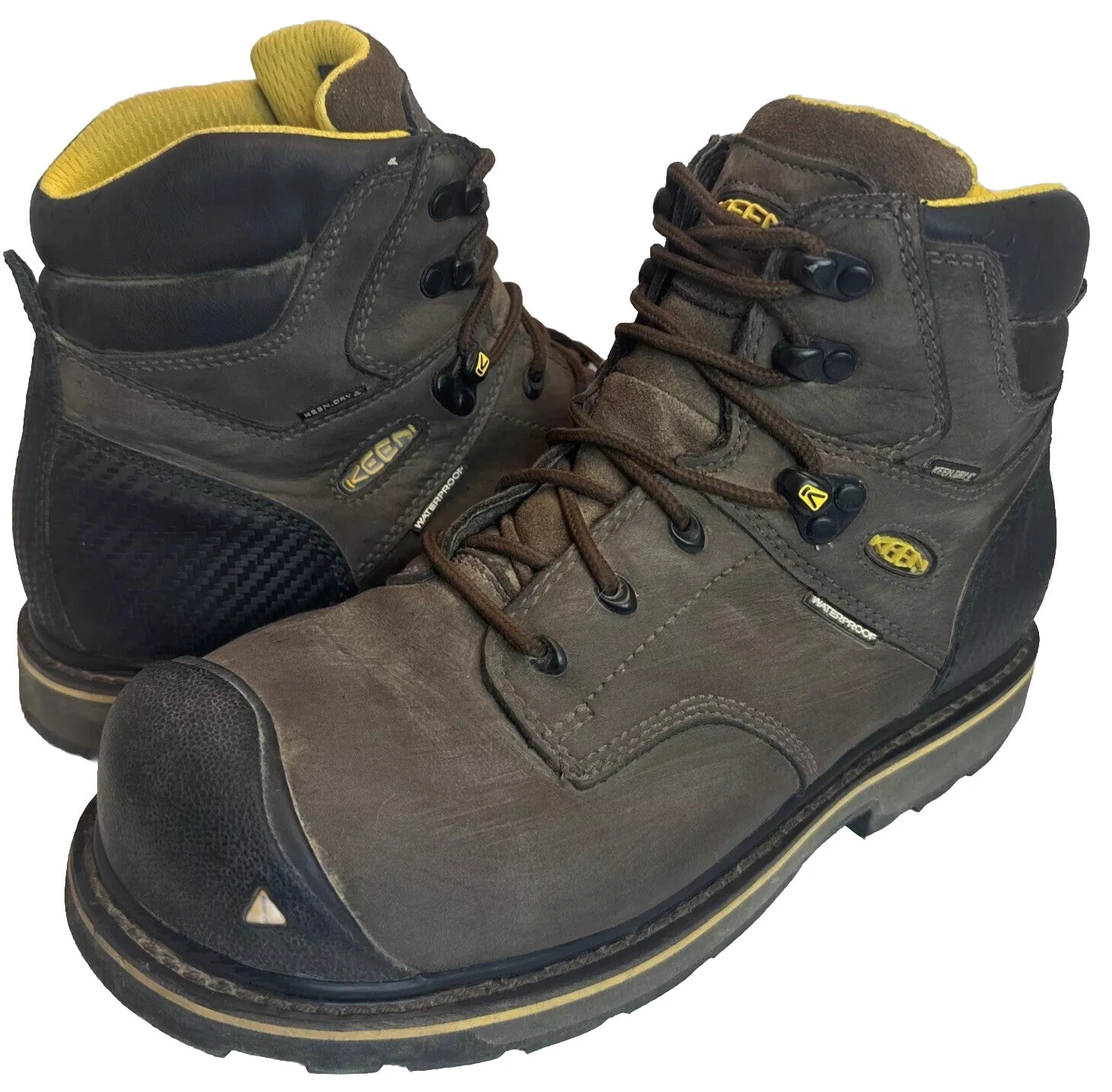 Keen Milwaukee Mid 6" Mens 10 Brown Black Work Hiking Boots Keen Dry Waterproof