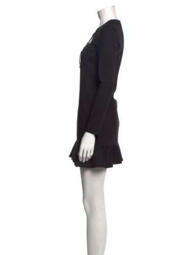 Emilio Pucci authentic New Solid Black Long Sleeve Mini Dress Lace Up 40 Small 6 - Picture 2 of 9