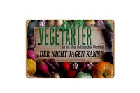 Blechschild Spruch 20X30 Cm Vegetarier Indianisch FüR Der Nicht Jagen Kann