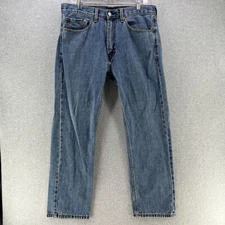 Levi's 505 Mens Denim Jeans 34x30 Straight Leg Pantalones Medium Wash