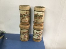 Set of 4 Vintage Antique EDISON Amber Gold Moulded Cylinder Records Container