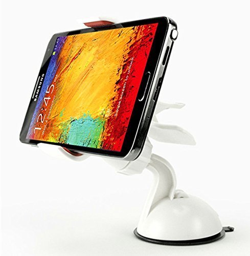 White Windshield Dashboard Clamp Car Mount Holder for Samsung Galaxy S6 Edge S5 - Picture 1 of 4