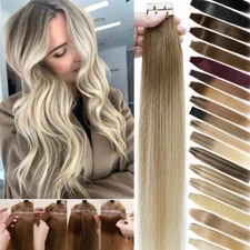 Thick 200G 80pcs Tape In Remy Human Hair Extensions Invisible Glue Skin Weft US