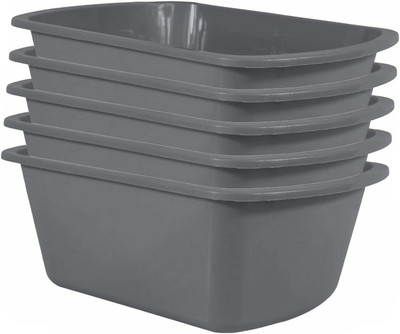 Rectangular Plastic Wash Basins - 5 Pack, Small 7 Quart Graduated Bucket 