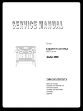 Vermont Castings 1995 Encore 2550 SERVICE MANUAL For Wood Stoves