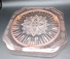 Vintage Jeanette Depression Glass Footed Cake Plate- Adam