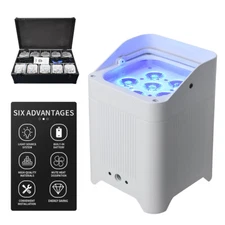 6pcs 6*18W RGBAW+UV LED Uplight DMX Par LIght Battery Powered Charge Flight Case