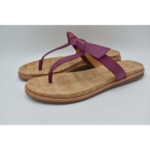 Kork-Ease Womens Size 8 Blake T-Strap Purple Leather Thong Sandals Shoes