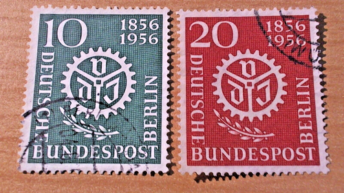 Berlin Michel NR. 138 + 139 ; 100 Jahre Verein deutscher Ingenieure gestempelt