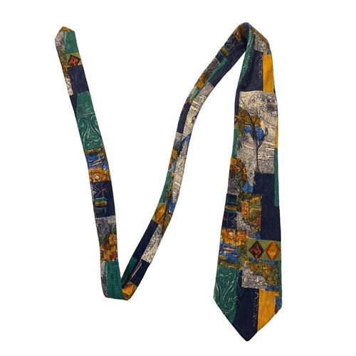 Ermenegildo Zegna Artistic Patchwork Silk Tie Multicolor Abstract Luxury Z-9 - Picture 6 of 6