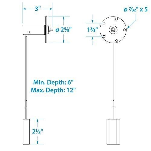 SEACHOICE Fuel Sending Unit Kit 15461 6Inch to 12Inch Gas or Diesel