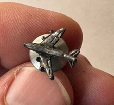 Vintage Silver-Tone Airplane Tie Tack